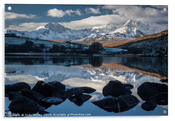 Mirrored Mountains Acrylic by Andy Morley