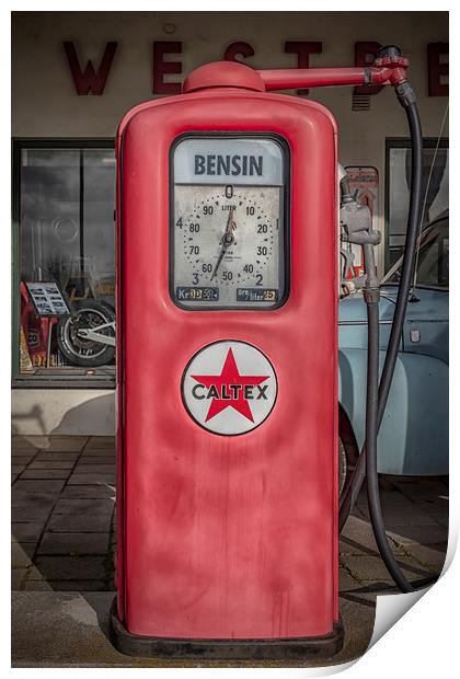 Retro Petrol Pump and Garage Print by Antony McAulay