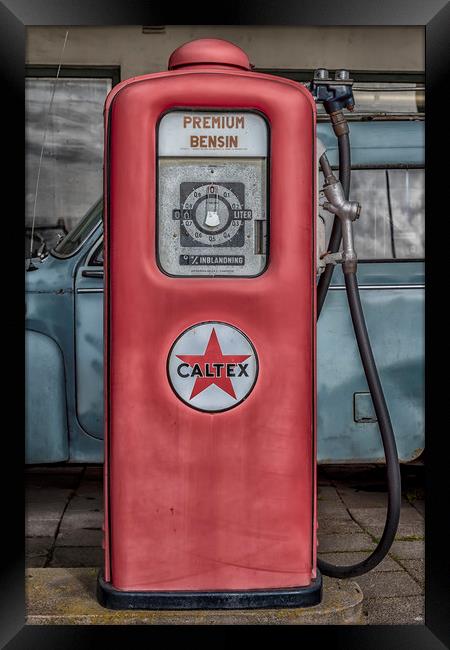 Retro Red Petrol Pump Framed Print by Antony McAulay