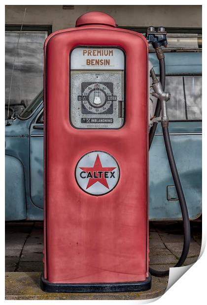Retro Red Petrol Pump Print by Antony McAulay