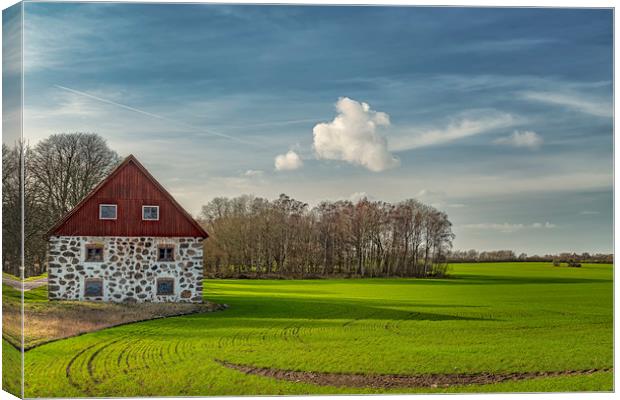 Stone Barn Landscape Canvas Print by Antony McAulay