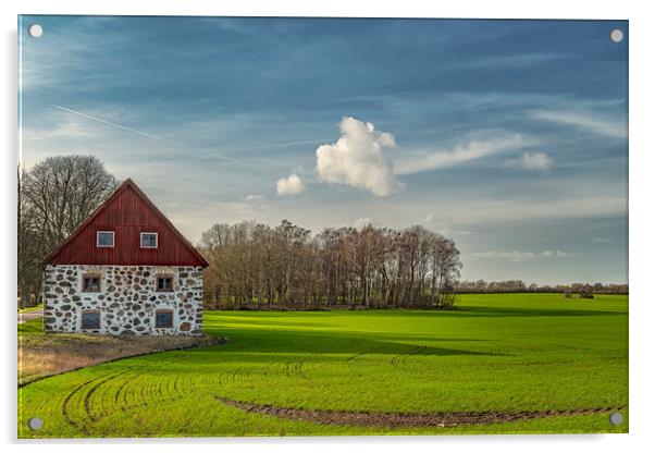 Stone Barn Landscape Acrylic by Antony McAulay