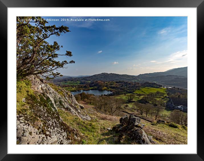Loughrigg Tarn and Crag Head Framed Mounted Print by Reg K Atkinson