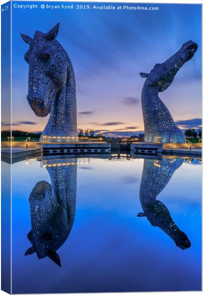 Last Light at the Kelpies Canvas Print by bryan hynd