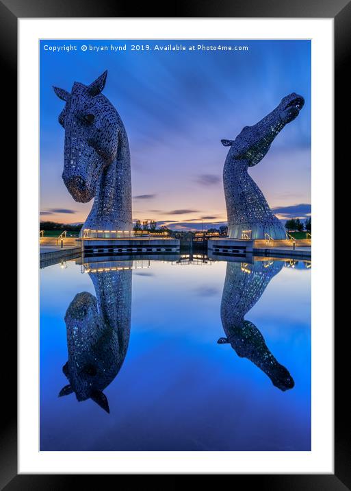 Last Light at the Kelpies Framed Mounted Print by bryan hynd