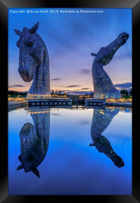 Last Light at the Kelpies Framed Print by bryan hynd