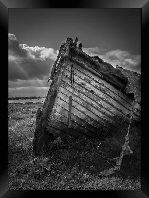 Forgotten boat at Mistley Framed Print by louise stanley