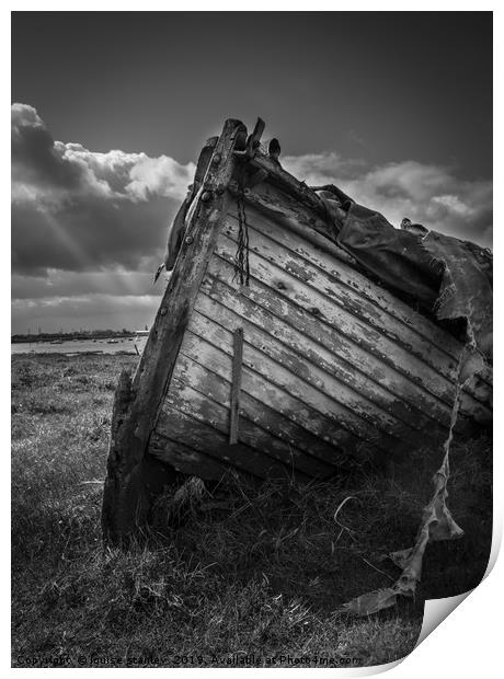 Forgotten boat at Mistley Print by louise stanley