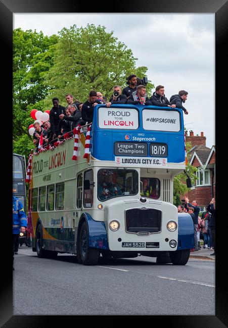 Lincoln City FC Open Top bus parade Framed Print by Andrew Scott