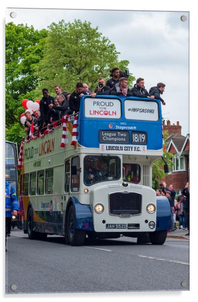 Lincoln City FC Open Top bus parade Acrylic by Andrew Scott