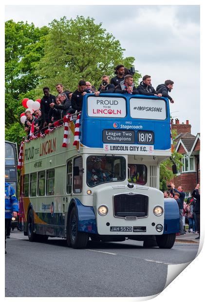 Lincoln City FC Open Top bus parade Print by Andrew Scott