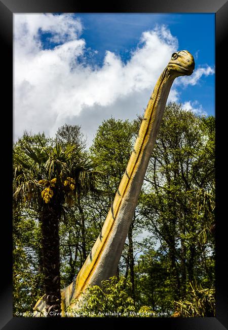 Diplodocus above the trees Framed Print by Clive Wells