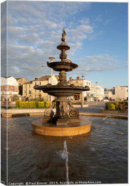 Fountain in Weston Canvas Print by Paul Brewer