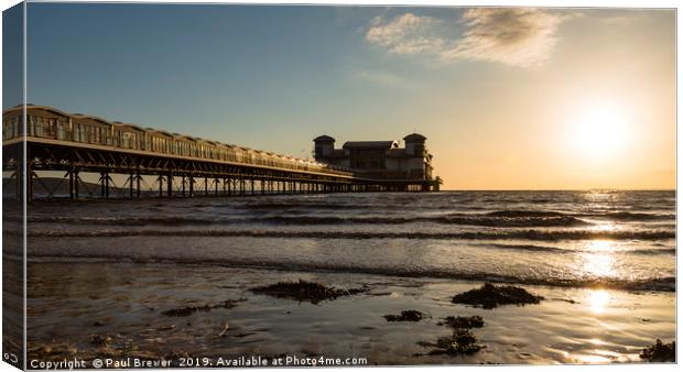 Weston Super Mare Pier at sunset Canvas Print by Paul Brewer