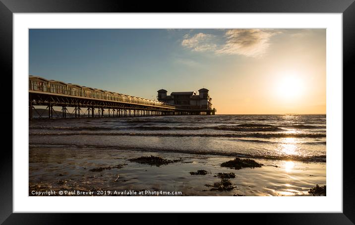 Weston Super Mare Pier at sunset Framed Mounted Print by Paul Brewer