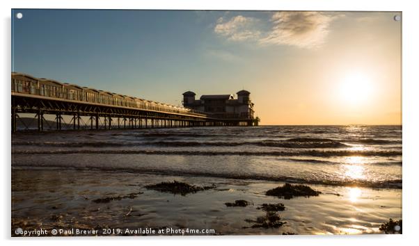 Weston Super Mare Pier at sunset Acrylic by Paul Brewer