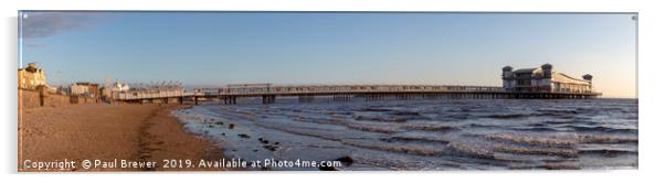 Weston Super Mare Pier Panoramic Acrylic by Paul Brewer