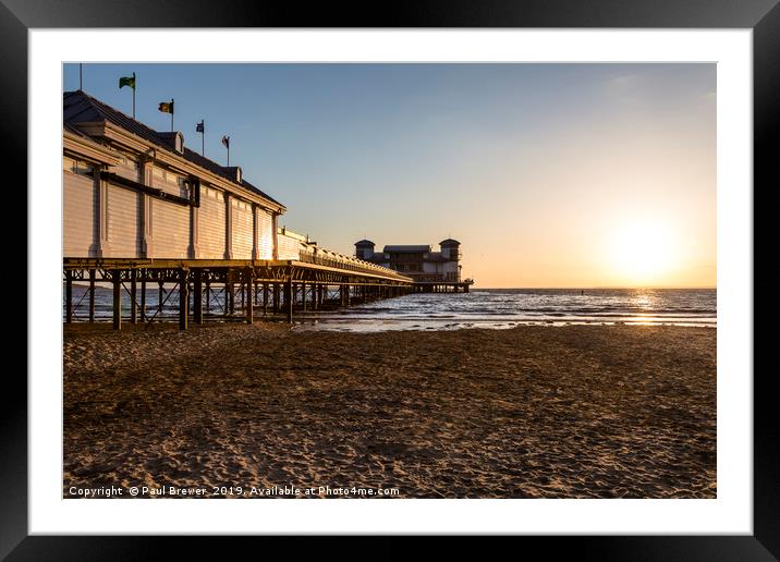 Weston Super Mare Pier at Sunset  Framed Mounted Print by Paul Brewer