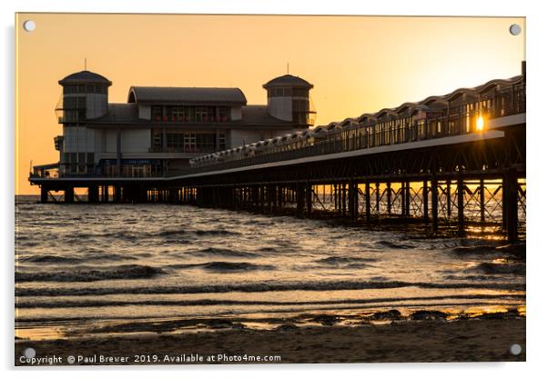 Weston Super Mare Pier at Sunset Acrylic by Paul Brewer