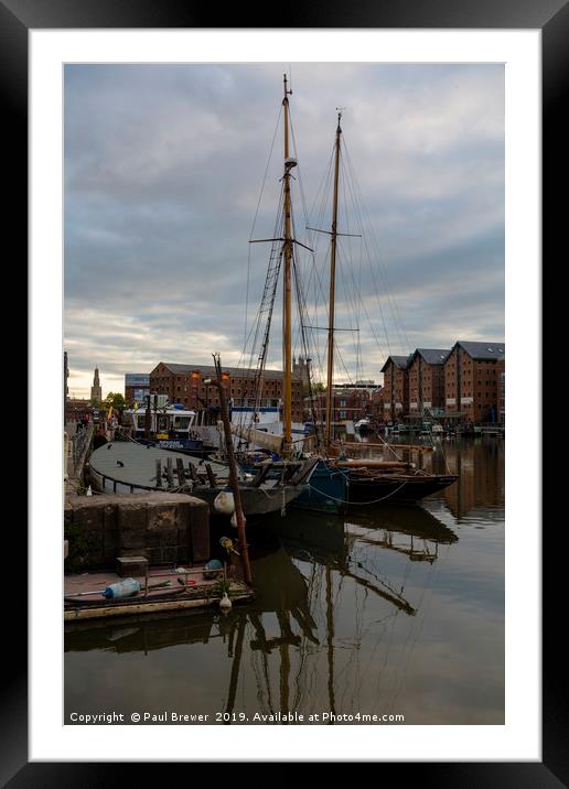 Gloucester Docks looking towards Glucester Cathedr Framed Mounted Print by Paul Brewer
