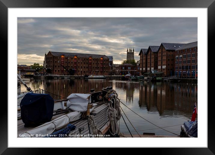 Gloucester Docks and Gloucester Cathedral Framed Mounted Print by Paul Brewer