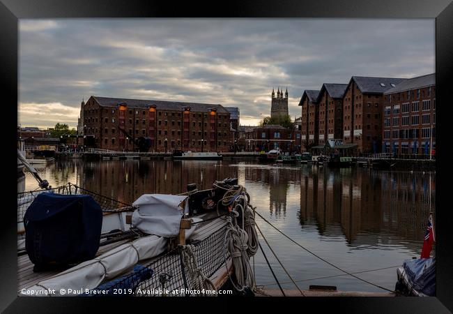 Gloucester Docks and Gloucester Cathedral Framed Print by Paul Brewer