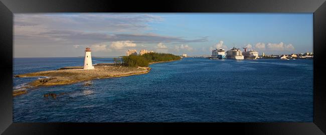 Cruise Ships and Lighthouse Framed Print by Darryl Brooks