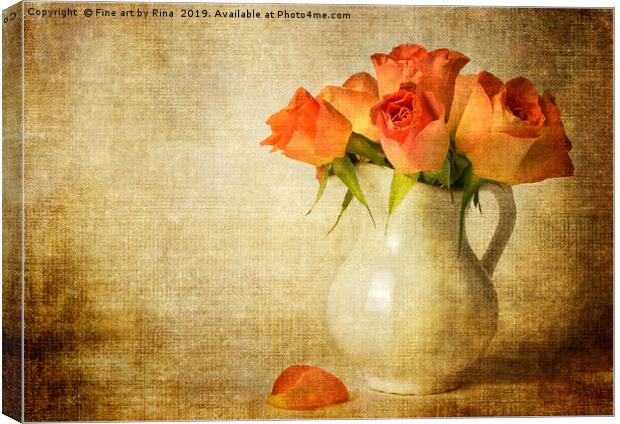 Vintage Roses Canvas Print by Fine art by Rina