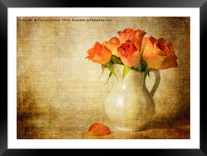 Vintage Roses Framed Mounted Print by Fine art by Rina