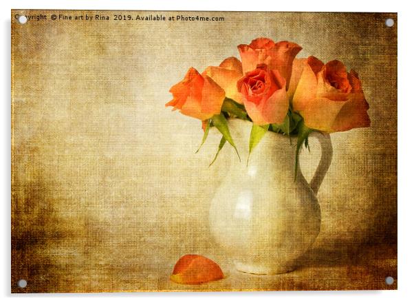 Vintage Roses Acrylic by Fine art by Rina