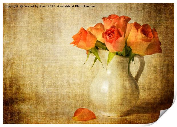 Vintage Roses Print by Fine art by Rina