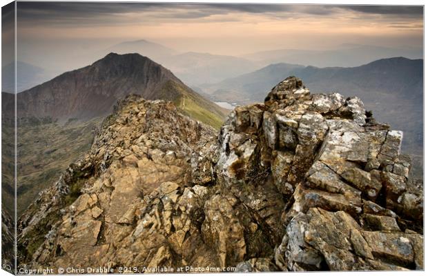 Crib Goch, early morning in May (1) Canvas Print by Chris Drabble