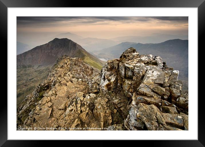 Crib Goch, early morning in May (1) Framed Mounted Print by Chris Drabble