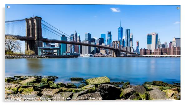 Brooklyn Bridge and NYC Skyline Acrylic by Anthony Rosner