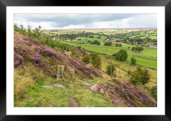 Long distance views from Baildon Moor.  Framed Mounted Print by Ros Crosland