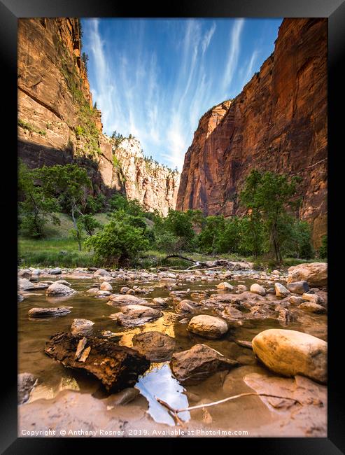 River through Zion National Park Framed Print by Anthony Rosner