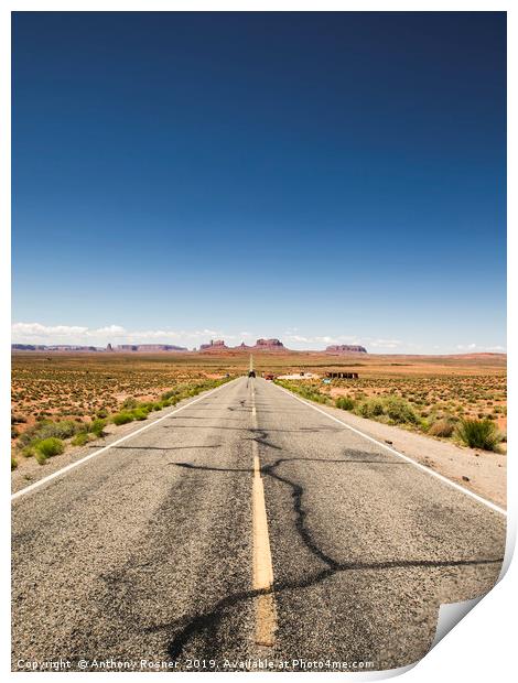 Road to Monument Valley Print by Anthony Rosner