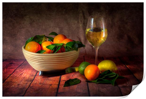 Citrus fruit and wine Print by Leighton Collins