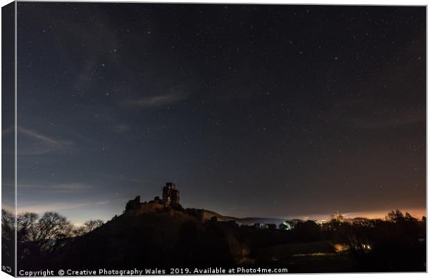 Corfe Castle at Night in Dorset Canvas Print by Creative Photography Wales