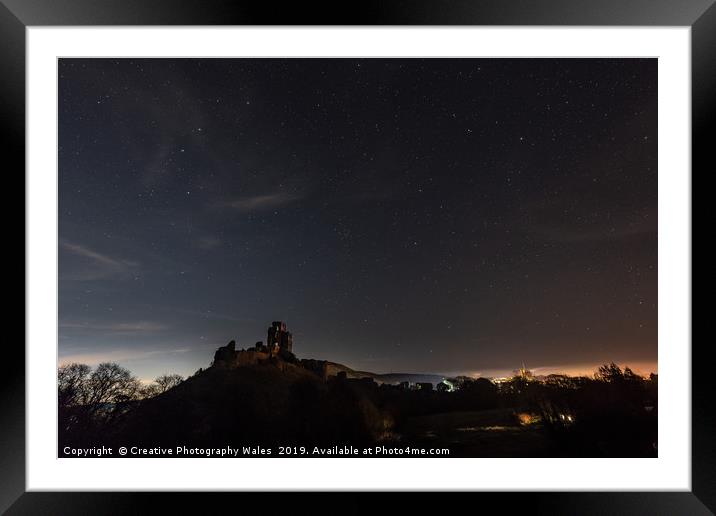 Corfe Castle at Night in Dorset Framed Mounted Print by Creative Photography Wales