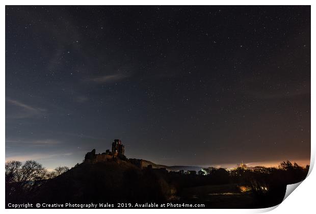 Corfe Castle at Night in Dorset Print by Creative Photography Wales