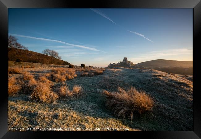 Corfe Castle in Dorset Framed Print by Creative Photography Wales