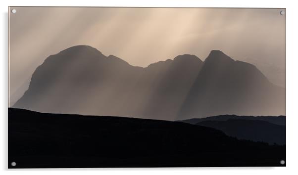 Crepuscular light over Suilven Acrylic by George Robertson