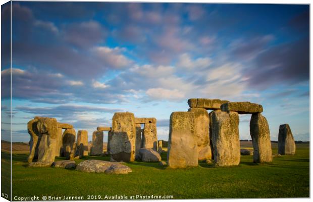 Evening Over Stonehenge Canvas Print by Brian Jannsen