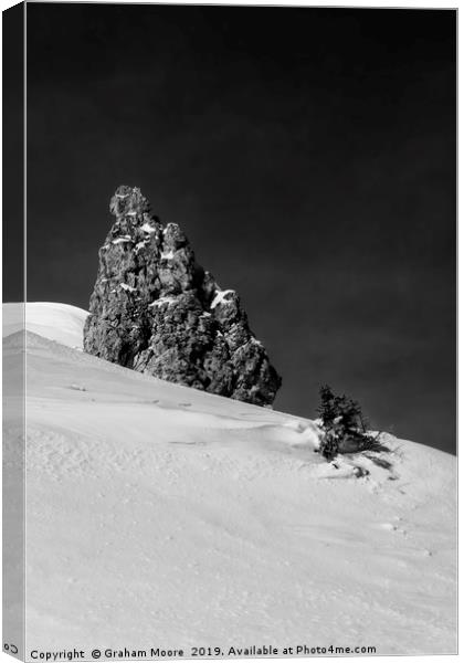 Snow and Rock monochrome Canvas Print by Graham Moore