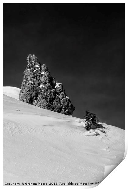 Snow and Rock monochrome Print by Graham Moore