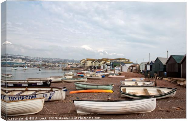 Little Boats of Teignmouth Beach Canvas Print by Gill Allcock