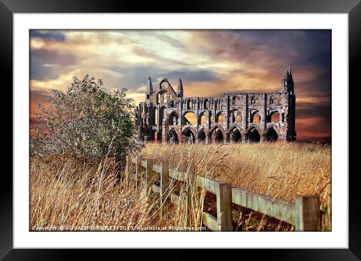 "breezy sunset at Whitby Abbey" Framed Mounted Print by ROS RIDLEY