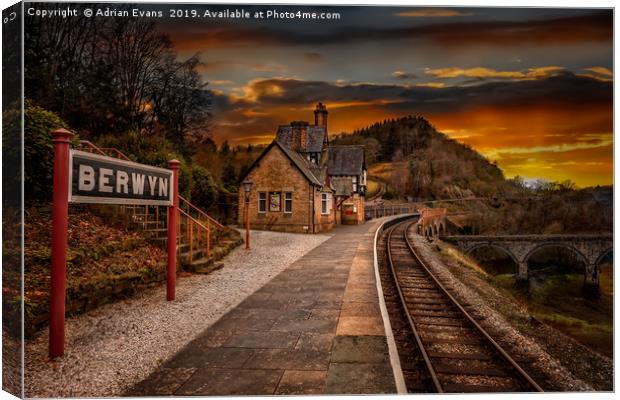 Berwyn railway Station Sunset Canvas Print by Adrian Evans