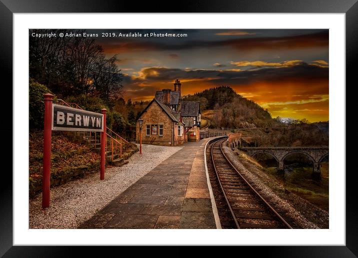 Berwyn railway Station Sunset Framed Mounted Print by Adrian Evans